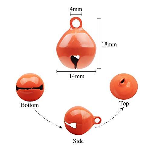 HUASUN 100pcs 14mm Jingle bells Colorful Craft Bells Small Sleigh Bells Christmas Bells Craft Bells for Party Festival Decorations DIY Jewelry Making Wind Chimes Dog Collar Charms - Image 2