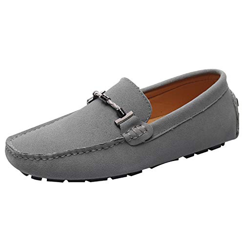 ANUFER Mens Elegant Buckle Loafers Comfort Suede Driving Shoes Stylish Moccasin Slippers2