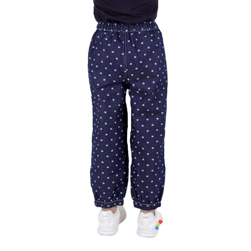 Image of superminis Girls Denim Jeans | Stretchable Blue Cat Print Jeans for Girls 3-10 Years | Soft Comfortable Kids Denim Pants for Casual
