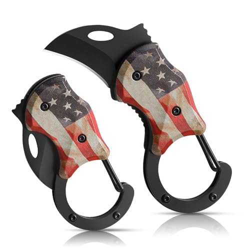 Image of VIRENKNIFE Folding Pocket Utility Knife,Small Pocket Knife with 1.38''Sharp Blade, EDC Knife for Men Women,Mini Keychain Box Cutter for Everyday Carry,Great Gift for Men (USA Flag)