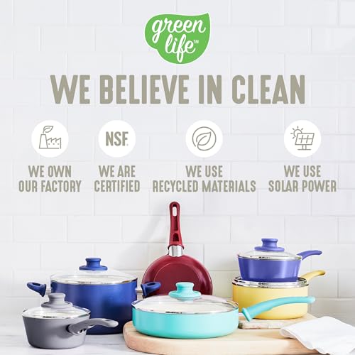 GreenLife 8 Piece Nonstick Cookware Set, Non-Toxic PFAS-Free Ceramic Pots & Pans, Dishwasher & Oven Safe, Frying, Sauce, Stock Pot, Glass Lids, Stay-Cool Handles, Wobble Free, Cream by GreenLife - Image 4