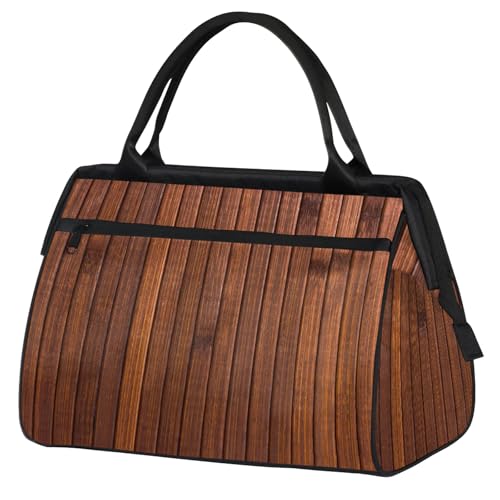 Overnight Weekender Bag for Women Men Modern Wood Brown Waterproof Carry On Travel Duffel Bags with Zipper Lightweight Sports Gym Bag Luggage Workout Handle Bags for Traveling Yoga Camping