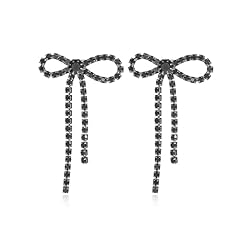 B8: black bow earrings