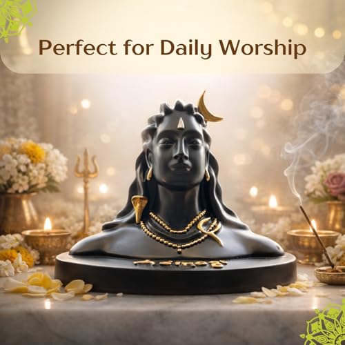 Estatua Adiyogi 4.5 Pulgadas para Auto en Resina Negra miniatura 5