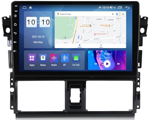 Autoestéreo Android 12 para Toyota Vios 2014 2016, navegación GPS de 8 núcleos, Reproductor Multimedia MP5 de 9'', CarPlay y Android Auto, 4G 5G, navegación satelital, SWC