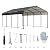 GFDGFD 12x20 FT Heavy Duty Metal Carport, Outdoor All Weather Car Shelter with Galvanized Steel Roof, Portable Garage for Car, Truck, Backyard, Black