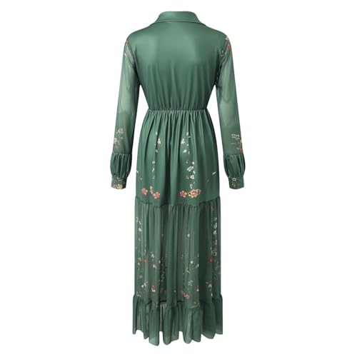 Vintage Floral Embroidered Button Up Maxi Dress for Women Sexy Deep V Neck Long Sleeve 2025 Flowy Western Cowgirl Dresses4