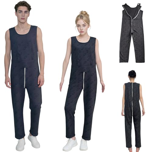 Image of Unisex Anti-Strip Adaptive Jumpsuit with Back-Zipper,Vest Trousers,Suitable for Seniors,Dementia Patient,Alzheimer's Patients,Incontinence Care