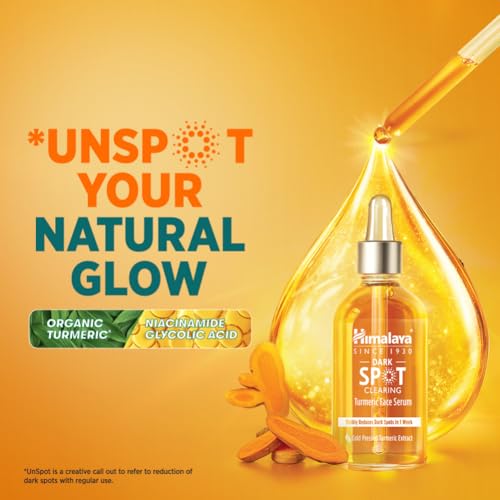 Himalaya Dark Spot Clearing Turmeric Face Serum for glowing skin | with Niacinamide, Glycolic acid & Organically sourced Turmeric | Reduces Dark Spots from Day 7 for Glowing skin | 15ml