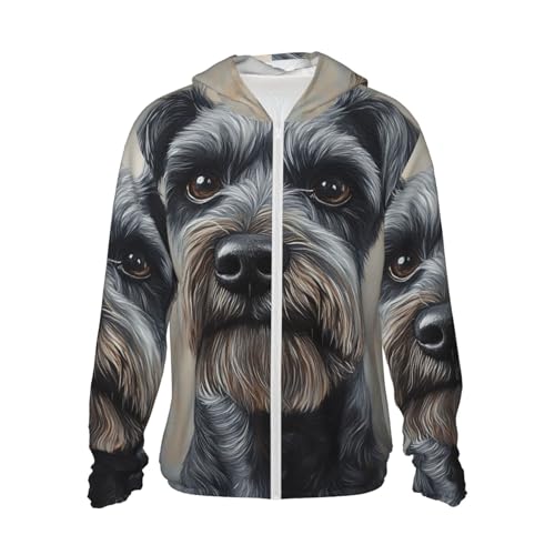 UPF 50+ Sun Protection Hoodie Long Sleeve Schnauzer Sun Shirt Rash Guard Fishing Shirts for Men