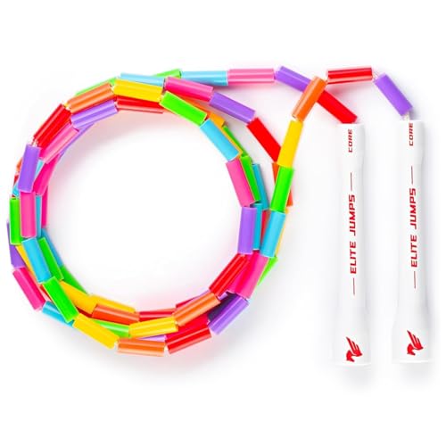 Elite Jumps Beaded Kids Jump Rope Adjustable Rainbow 7 ft
