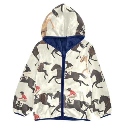 Horse Riding Girls Fleece Jacket Girls Fall Jacket Girls Zip Up Hoodie Girls Sherpa Jacket 2-10T