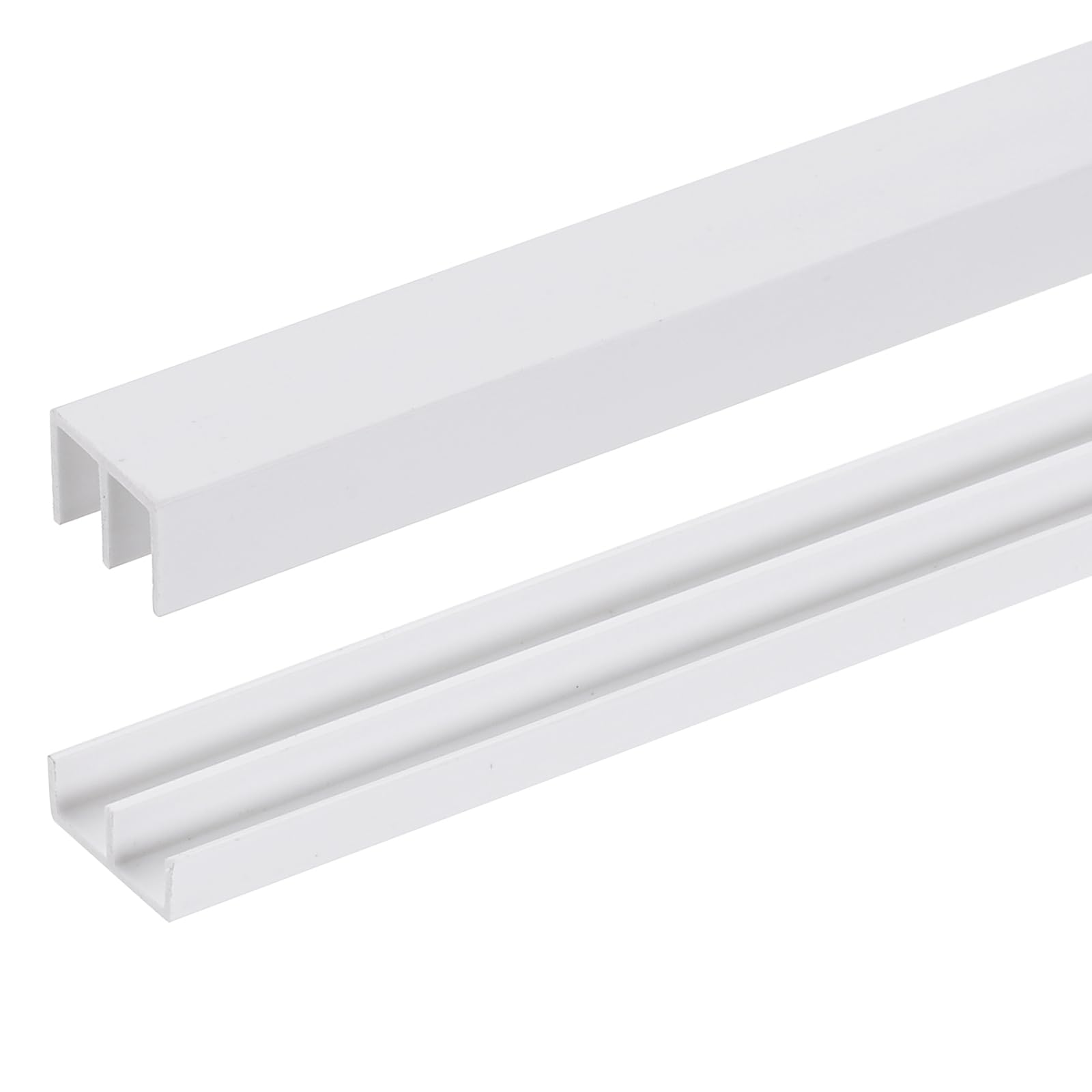 sourcing map 1 Set Sliding Door Track Fit 3mm Thick Panel, Plastic Upper & Lower Window Sliding Track Set for Glass Cabinet Closet Door Window (40cmx10mm, White)