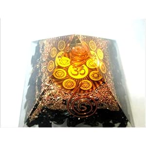 Jet Tourmaline Orgone Aum Pyramid Chakra Balancing 2.5 inch Natural Charged Harmonizer Energy 3rd Eye Activation Meditation Vastu Healing Gemstone Jet Crystal Therapy Image is JUST A Reference