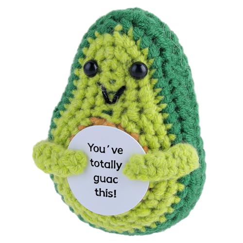 DSLSQD Mini Funny Positive Avocado, 3 Inch Crochet Cute Wool Knitted Doll Gifts for New Year Birthday Friends Party Decoration Encouragement