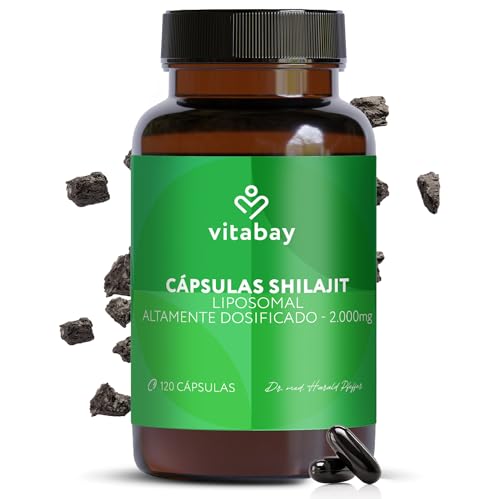 Vitabay Shilajit Mumijo Cápsulas – 120 softgels veganos | 2000 mg Shilajit liposomal por dosis diaria – probado en laboratorio en Alemania
