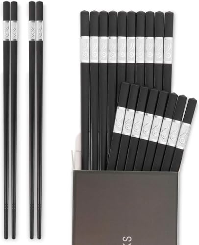 Image of HIWARE 10 Pairs Fiberglass Chopsticks - Reusable Chopsticks Dishwasher Safe, 9 1 /2 Inches - Silver