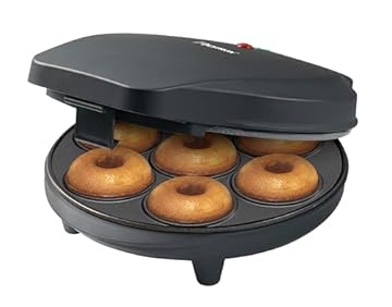 Bestron macchina per ciambelle elettrica, Donut Maker per 7 ciambelle piccole, incl. antiaderente & indicatoro luminso, 700 watt, colore: Nero Opaco