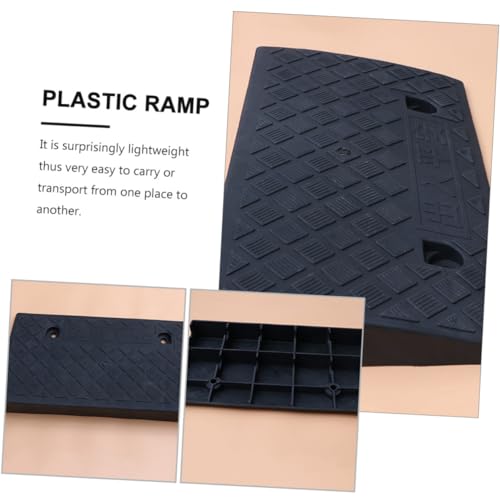 Rampa de bordillo para vehículos Happyyami de plástico, 50 x 27 x 9 cm, color negro, para entrada de garaje, muelle de carga, motocicleta y silla de ruedas miniatura 7
