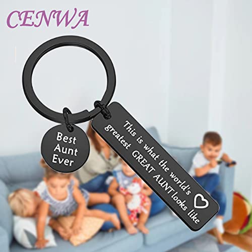 Image of CENWA Aunt Gift Aunt Jewelry Best Aunt Ever This is What The World's Greatest Great Aunt Looks Like Keychain Gift