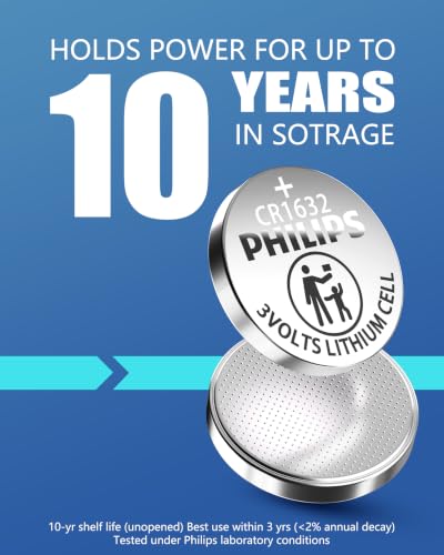 PHILIPS 3V Lithium CR1632 Coin Cell Batteries 10 Count, Long-Lasting Power with 10 Year Storage, Leak-Proof & Child-Safe Packaging for Car Key Fobs, Watches and Household Electronics - image 3