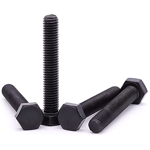 Image of M12-1.75 x 55mm Hex Bolts, High-Strength Metric Class 12.9 Steel Hex Head Screws for Valves Pumps Motors Automotive Suspension Systems, Black Oxide, Full Thread, 8-Pack
