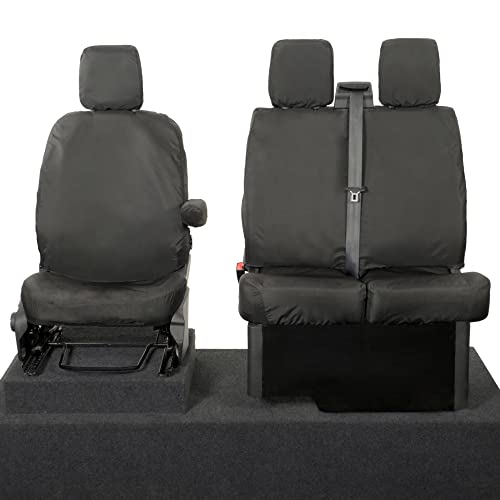 UK Custom Covers SC436B Tailored Heavy Duty Waterproof Front Seat Covers (Single/Double NO Pull Down Tray) Black - Fits Ford Transit Custom 2013-2023