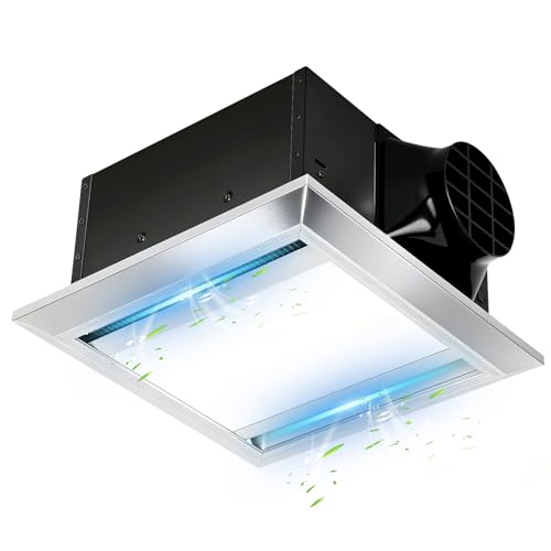 Chaoos Bathroom Exhaust Fan with Light, 160 CFM & 1.0 Sone, 10''x10'' Mount Aluminum Exhaust Fan with Light, 6000K Bathroom Vent Fan with Night Light, Easy Install for Bathroom, Home, Office