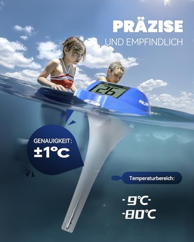 Image of BALDR Pool Thermometer Floating Easy Read, Solar Digital Pool Thermometer with Dual Large Screens, IPX7 Water Temperature Gauge for Inground Above Ground Pools & Spas (Darkblue)