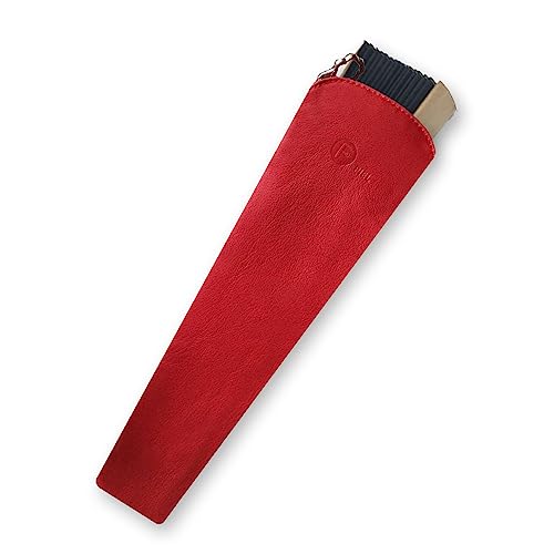 FIONCCI Funda de Abanico Piel autentica, Protector Porta Abanico, artesanía realizada a Mano, Protege y alarga la Vida de tu Abanico. (Rojo)