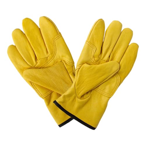 Guantes de trabajo MAGICLULU de cuero amarillo para hombre con palmas antideslizantes