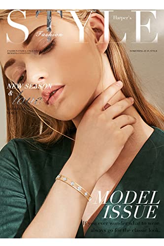 GAUEIOUR Lucky Leaf Bracelet,Simple Titanium Steel Studded Diamond Hollow Buckle Bracelet for Women,Stainless Steel Light Luxury Zircon Bracelets (Gold)