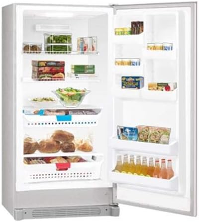 Refrigerator interior with various food items on shelves