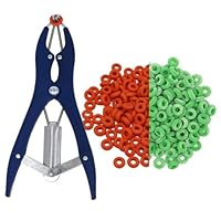 MUYIRTED Schwein Kastrationszange Klemme Elastrator Kastrationsband (1tierkastrierzange Mit Und 100 Gummiring Rings)- Metall Zangen Kit