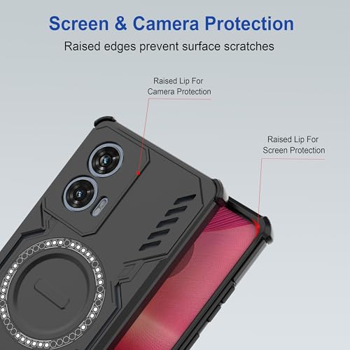 Image of Zapcase Back Case Cover for Motorola Edge 50 Fusion | Magnetic Case with Built-in Metal Ring | Supports MagSafe Charger, Wallet & Car Mount | Shockproof Hybrid PC + TPU | Black