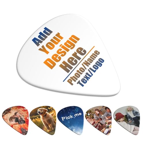 SJHAZSL Púas de Guitarra Personalizadas, Paquete de 6 Púas de Guitarra, Diseñe Imagen y Texto, para Guitarra acústica Guitarra eléctrica Bajo Ukelele
