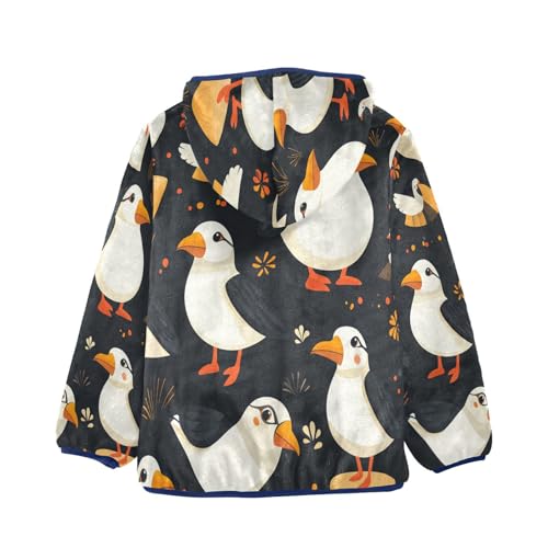 Birds on Black Background Toddler Fleece Jacket Girl Boys Hooded Fleece Jacket Coat Warm Outwear Zip-up 3-10T2
