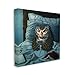 Stupell Industries Night Owl on Phone in Bed Funny Animal, Designed by Lucia Heffernan Canvas Wall Art, 17 x 17, Brown