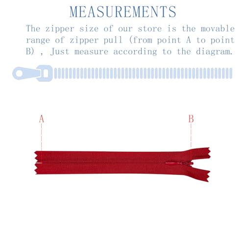 Image of ANPURZII 2PCS #3 4 Inch Red Invisible Zippers for Sewing Skirts, Nylon Coil Bulk Zippers for Pocket, Pillow(Red 4 inch 2PCS)