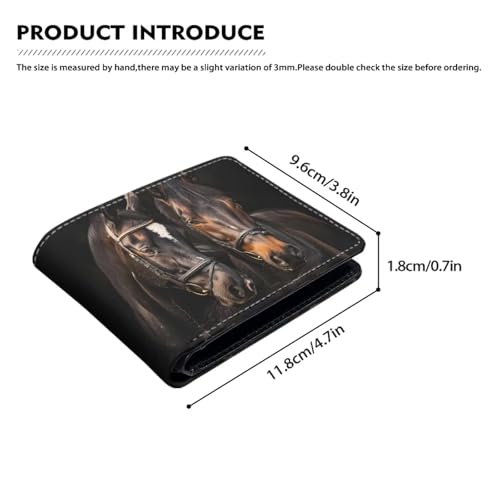 Image of Coldinair Horse Boys Wallet for Kids anf Teenager,Black Novelty Small RFID Bifold Wallets Bi-fold PU Leather Wallet Credit Id Card Cash Holder for Teen Boys