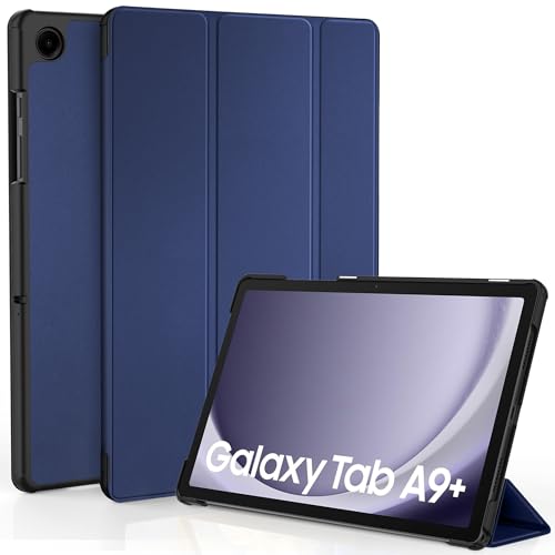 EasyAcc Hülle für Samsung Galaxy Tab A9+/ A9 Plus 11 Zoll 2023 SM-X210/ X215/ X216, Schutzhülle Superdünne PU Leder mit Standfunktion & Auto Wachen/Schlafen Hülle Hülle, Navy Blau