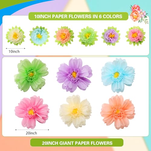 Image of TaoBary Large Colorful Tissue Paper Flowers Giant Fiesta Paper Pom Poms Classroom Wall Decor Mexican Birthday Party Decorations Wedding Backdrop(20 inch and 10 inch,Pastel Color,36 Pcs)