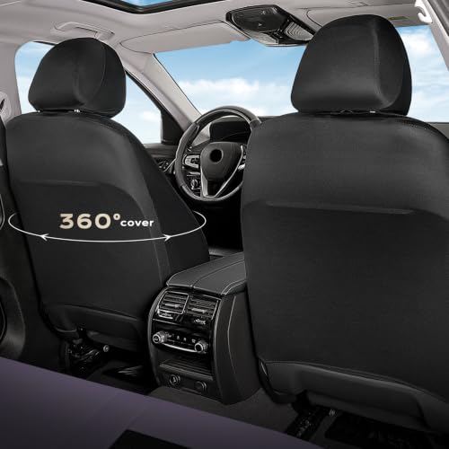 Image of Coverado Car Seat Covers Full Set, Luxury Leather Car Seat Covers, Automotive Front and Rear Mesh Seat Covers, Full Set 5 Seats, Purple&Black Seat Covers for SUV Sedan Truck