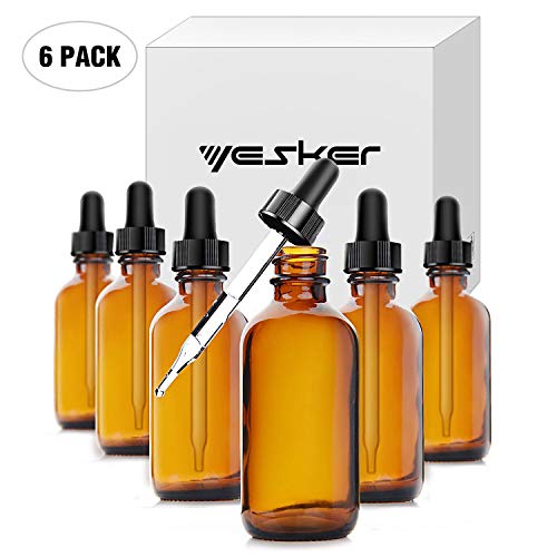 Yesker Amber Glass Bottles for Essential Oils with Glass Eye Dropper 60 ml