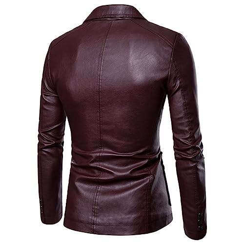 JMSUN Jaqueta masculina dTerno masculino elegante com 2 botões de couro sintético blazer jaqueta esp