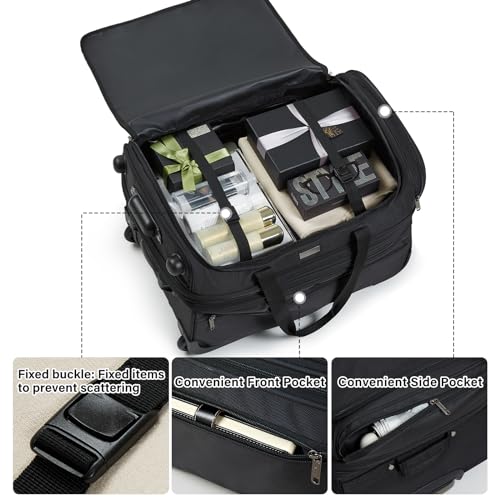 Hanke Large Expandable checked Luggage Suitcases with Wheels Foldable Duffle Bag for Travel suitcase for Women Men Garment Bag（Black）4