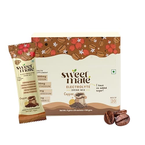 Image of Sugar Free Coffee Electrolyte Drink Mix Sweetened With Stevia -5g (20 Sachet) No Preservatives and Chemicals | Offers 10x more Electrolyte | Keto Friendly Vegan