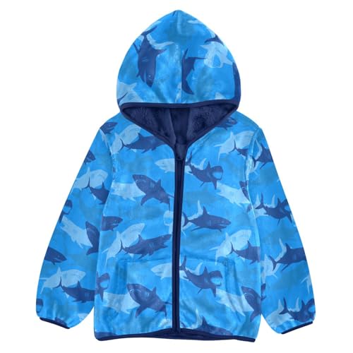Boys' Fleece Hoody Jacket Zip Up Coat Warm Fall Winter Plush Jacket Shark Long Sleeve Outerwear