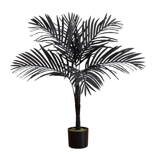 Nearly Natural 3ft Artificial Halloween Black Golden Cane Tree -