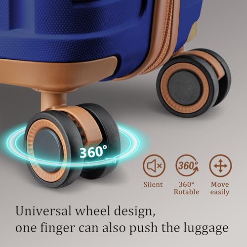 Image of Joyway Luggage Sets 5 Piece PP Hardshell Carry on Suitcase, Travel Lightweight Carry-on with Double Spinner Wheels and TSA Lock, Blue